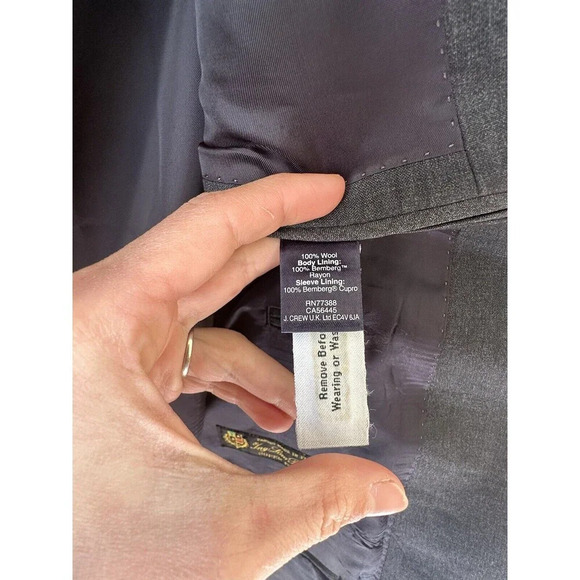 J CREW Ludlow‎ Loro Piana Super 120s Wool Charcoal Grey 40R Blazer Suit Jacket - Picture 6 of 11